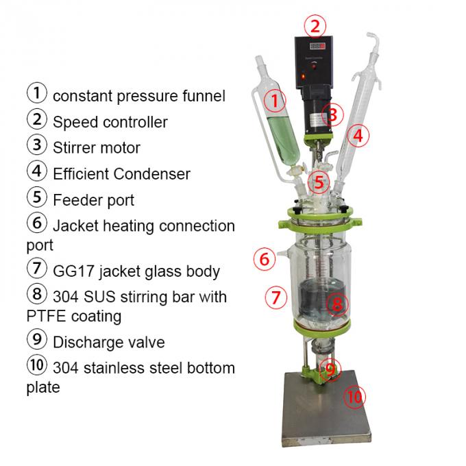 Medical Lab Mini Jacketed 5L Glass Reactor Vessel 0