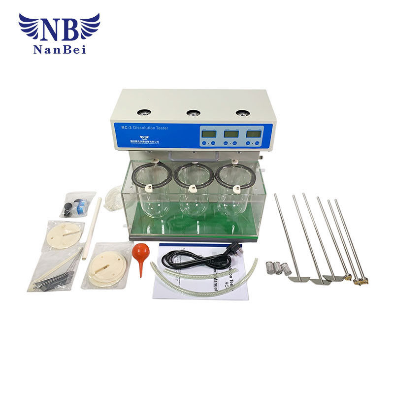 Medical 3 Vessels Dissolution Tester Speed Accuracy Plus Or Minus 2rpm